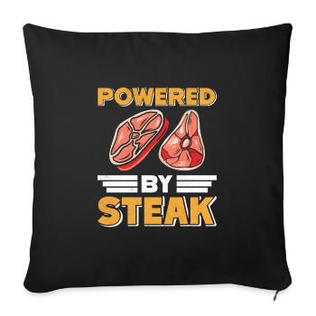 MEAT LOVER POWERED BY STEAK Funny - Sofa pillowcase 17,3'' x 17,3'' (45 x 45 cm) - black - Front
