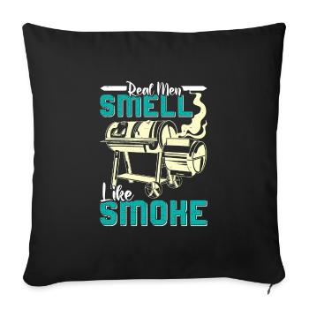 Meat Lover REAL MEN SMELL LIKE SMOKE Funny - Sofa pillowcase 17,3'' x 17,3'' (45 x 45 cm) - black - Front