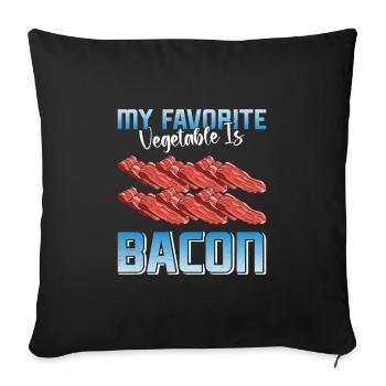 Amateurs de viande MON LÉGUME PRÉFÉRÉ EST LE BACON - Housse de coussin décorative 45 x 45 cm - noir - Devant
