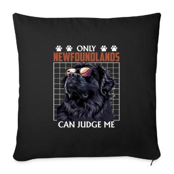 Neufundländer ONLY NEWFOUNDLANDS CAN JUDGE ME - Sofa pillowcase 17,3'' x 17,3'' (45 x 45 cm) - black - Front