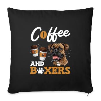 Deutscher Boxer COFFEE AND BOXERS Kaffeetrinker - Sofakissenbezug 45 x 45 cm - Schwarz - Vorne