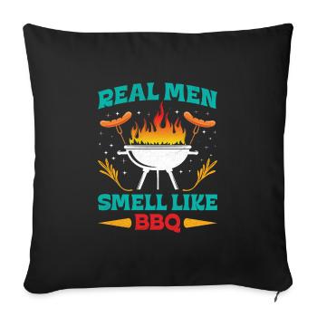 LES VRAIS HOMMES SENTENT LE BARBECUE BBQ Drôle - Housse de coussin décorative 45 x 45 cm - noir - Devant