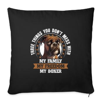 Boxer Dog Dad THREE THINGS YOU LEAVE ALONE - Sofa pillowcase 17,3'' x 17,3'' (45 x 45 cm) - black - Front