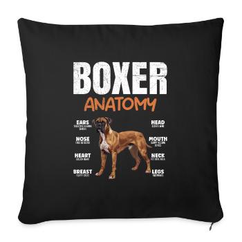Propriétaire d'un boxeur ANATOMIE D'UN BOXEUR Drôle Allemand - Housse de coussin décorative 45 x 45 cm - noir - Devant