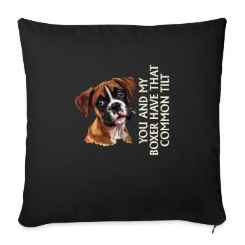 Deutscher Boxer YOU AND MY BOXER Lustiges - Sofakissenbezug 45 x 45 cm - Schwarz - Vorne