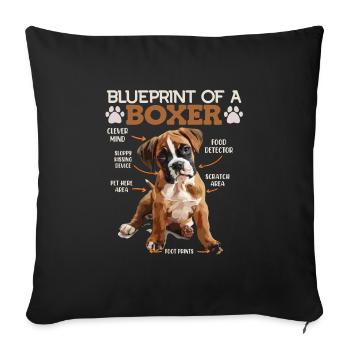 Boxer allemand PLAN DE CONSTRUCTION D'UN BOXER Drôle - Housse de coussin décorative 45 x 45 cm - noir - Devant