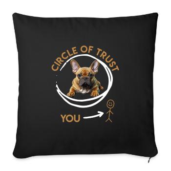 Bouledogue français confiance drôle - Housse de coussin décorative 45 x 45 cm - noir - Devant