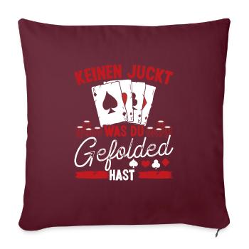 Joueur de poker Poker Table Poker Case Ensemble de jetons - Housse de coussin décorative 45 x 45 cm - bordeaux - Devant