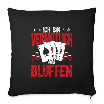 Cartes de poker Étui de poker Jeu de jetons Joueurs de poker - Housse de coussin décorative 45 x 45 cm - noir - Devant