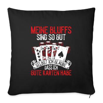 Table de poker Jeu de cartes de poker Jetons Joueurs de poker - Housse de coussin décorative 45 x 45 cm - noir - Devant