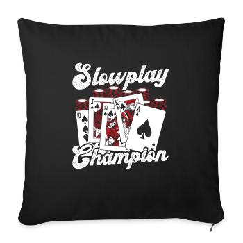 Tapis de poker Ensemble de jetons de poker Ensemble de valises Joueur de poker - Housse de coussin décorative 45 x 45 cm - noir - Devant