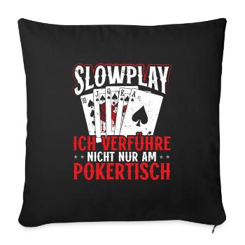 Table de poker Joueurs de poker Jetons Valises Cartes de poker - Housse de coussin décorative 45 x 45 cm - noir - Devant