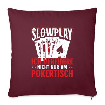 Table de poker Joueurs de poker Jetons Valises Cartes de poker - Housse de coussin décorative 45 x 45 cm - bordeaux - Devant