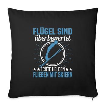 Ski Flying Skis for Ski Jumping Winter Sports - Sofa pillowcase 17,3'' x 17,3'' (45 x 45 cm) - black - Front