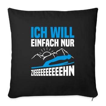 Saut à ski, Sports d’hiver, saut à ski, chance, vol à ski - Housse de coussin décorative 45 x 45 cm - noir - Devant
