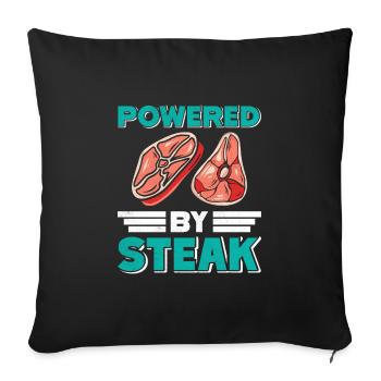 MEAT LOVERS POWERED BY STEAK Fun - Sofa pillowcase 17,3'' x 17,3'' (45 x 45 cm) - black - Front