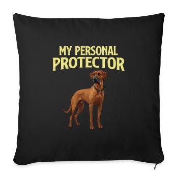 Chien Ridgeback MON PROTECTEUR PERSONNEL Drôle - Housse de coussin décorative 45 x 45 cm - noir - Devant