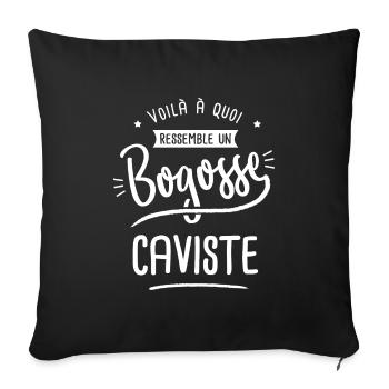 bogosse caviste cadeau humour vigneron vin - Housse de coussin décorative 45 x 45 cm - noir - Devant