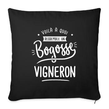 bogosse vigneron cadeau humour vigneron vin - Housse de coussin décorative 45 x 45 cm - noir - Devant