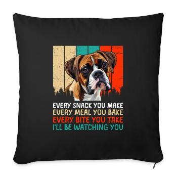 Boxer allemand drôle CHAQUE COLLATION QUE VOUS FAITES Boxer - Housse de coussin décorative 45 x 45 cm - noir - Devant