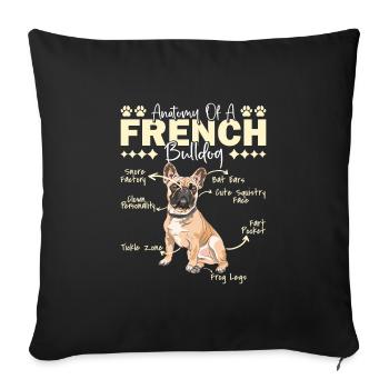 Frenchie ANATOMY OF A FRENCH BULLDOG Funny - Sofa pillowcase 17,3'' x 17,3'' (45 x 45 cm) - black - Front