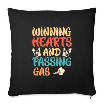 Funny Bulldog GAGNER DES CŒURS EN PASSANT DU GAZ - Housse de coussin décorative 45 x 45 cm - noir - Devant