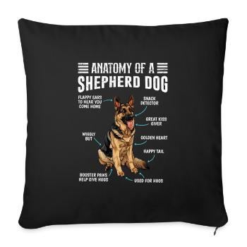 Anatomie d’un berger berger allemand - Housse de coussin décorative 45 x 45 cm - noir - Devant