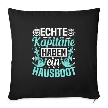 Permis de bateau de capitaine de péniche pour l’équipage de péniche - Housse de coussin décorative 45 x 45 cm - noir - Devant