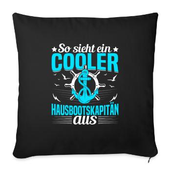 Houseboat driving licence for houseboat owners - Sofa pillowcase 17,3'' x 17,3'' (45 x 45 cm) - black - Front