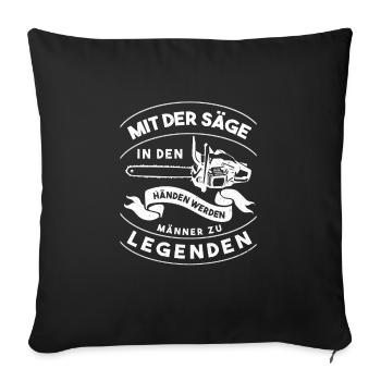 Tronçonneuse Tronçonneuse Forestier Disant Bûcheron - Housse de coussin décorative 45 x 45 cm - noir - Devant