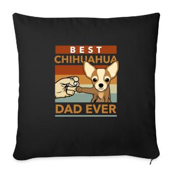 Chihuahua disant papa propriétaire cadeau fête des pères - Housse de coussin décorative 45 x 45 cm - noir - Devant