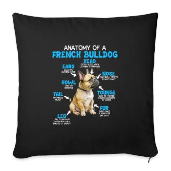 Bulldog Owner Anatomy of a French Bulldog - Sofa pillowcase 17,3'' x 17,3'' (45 x 45 cm) - black - Front
