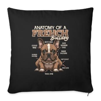 Anatomy French Bulldog Owner Funny - Sofa pillowcase 17,3'' x 17,3'' (45 x 45 cm) - black - Front