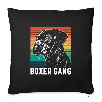Deutscher Boxer Hundepapa BOXER-BANDE Lustiges - Sofakissenbezug 45 x 45 cm - Schwarz - Vorne