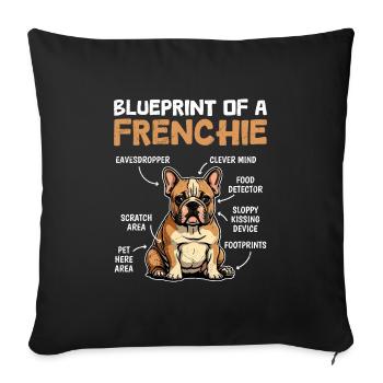 French Bulldog Blueprint of a Frenchie - Sofa pillowcase 17,3'' x 17,3'' (45 x 45 cm) - black - Front