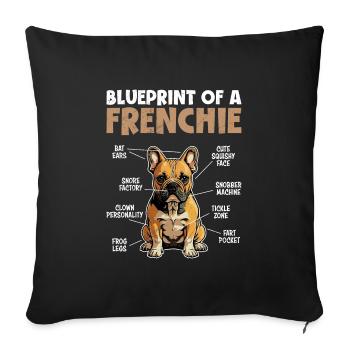 French Bulldog Blueprint of a Frenchie - Sofa pillowcase 17,3'' x 17,3'' (45 x 45 cm) - black - Front