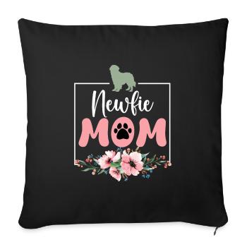 NEWFIE MOM Chien Maman Terre-Neuve Chiens - Housse de coussin décorative 45 x 45 cm - noir - Devant