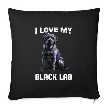 Amoureux du Labrador J'AIME MON LABORATOIRE NOIR Noir - Housse de coussin décorative 45 x 45 cm - noir - Devant