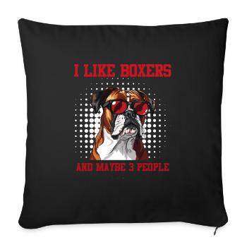 Boxeur allemand J'AIME LES BOXEURS ET PEUT-ÊTRE 3 PERSONNES - Housse de coussin décorative 45 x 45 cm - noir - Devant