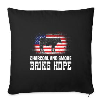 Barbecue USA Le charbon de bois et la fumée apportent de l’espoir - Housse de coussin décorative 45 x 45 cm - noir - Devant