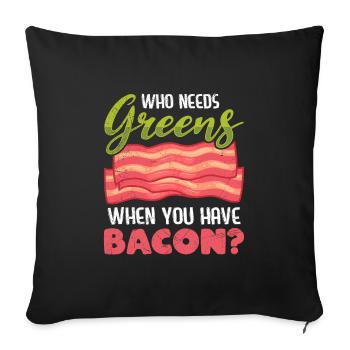 Drôle de mangeur de viande qui a besoin de légumes verts Avoir du bacon - Housse de coussin décorative 45 x 45 cm - noir - Devant