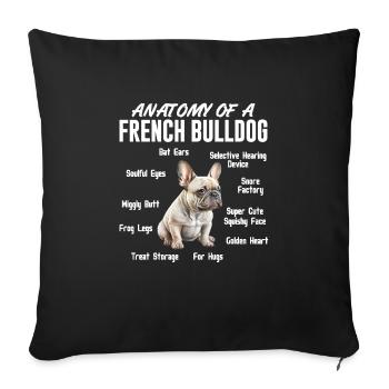 Bulldog Owner Anatomy of a French Bulldog - Sofa pillowcase 17,3'' x 17,3'' (45 x 45 cm) - black - Front