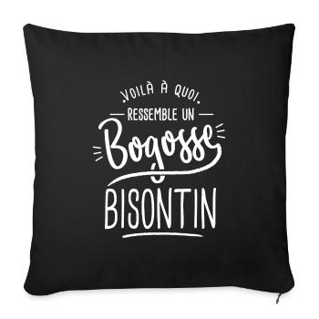 bogosse Bisontin cadeau Besançon 25 - Housse de coussin décorative 45 x 45 cm - noir - Devant