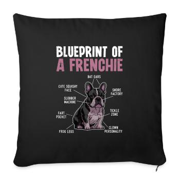 French Bulldog Blueprint of a Frenchie - Sofa pillowcase 17,3'' x 17,3'' (45 x 45 cm) - black - Front