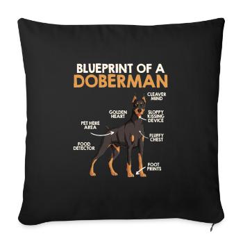 Doberman Owner BLUEPRINT OF A DOBERMAN Funny - Sofa pillowcase 17,3'' x 17,3'' (45 x 45 cm) - black - Front