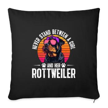 Rottie NE S’INTERPOSE JAMAIS ENTRE UNE FILLE ET ELLE - Housse de coussin décorative 45 x 45 cm - noir - Devant