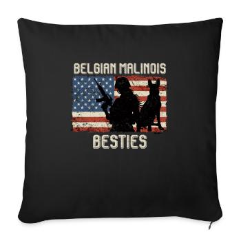 Malinois USA BELGIAN MALINOIS BESTIES America - Housse de coussin décorative 45 x 45 cm - noir - Devant