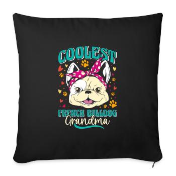 Französische Bulldogge COOLEST FRENCH BULLDOG - Sofa pillowcase 17,3'' x 17,3'' (45 x 45 cm) - black - Front