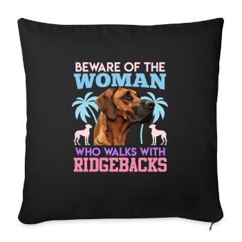 Rhodesian Ridgeback MÉFIEZ-VOUS DE LA FEMME QUI MARCHE - Housse de coussin décorative 45 x 45 cm - noir - Devant