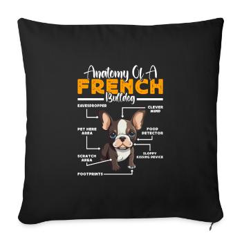 Französische Bulldogge ANATOMIE D’UN BOULEDOGUE FRANÇAIS - Housse de coussin décorative 45 x 45 cm - noir - Devant